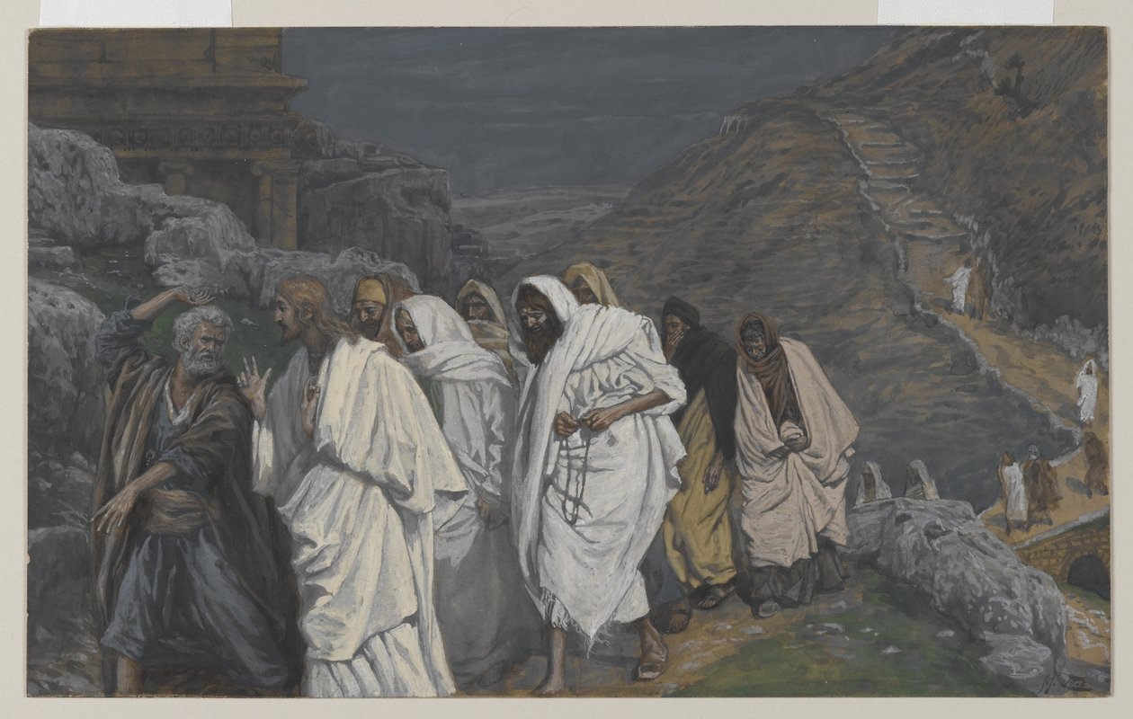 Protesty św. Piotra, ilustracja z Życia Pana naszego Jezusa Chrystusa, 1886-94 (wc nad grafitem na papierze) autorstwa James Jacques Joseph Tissot