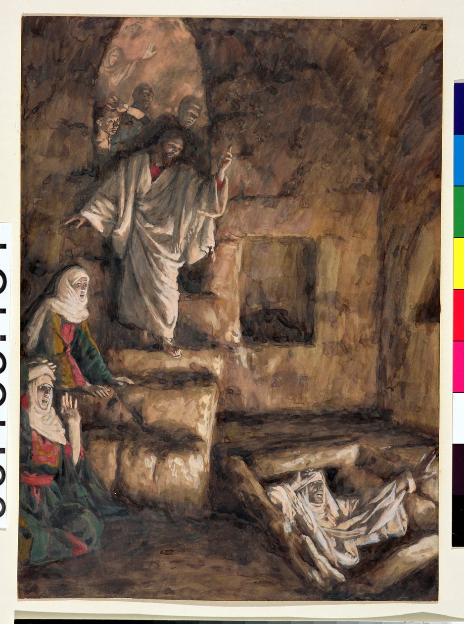 Wskrzeszenie Łazarza, ilustracja do Życia Chrystusa, ok. 1886-94 (toaleta i gwasz na tekturze) autorstwa James Jacques Joseph Tissot