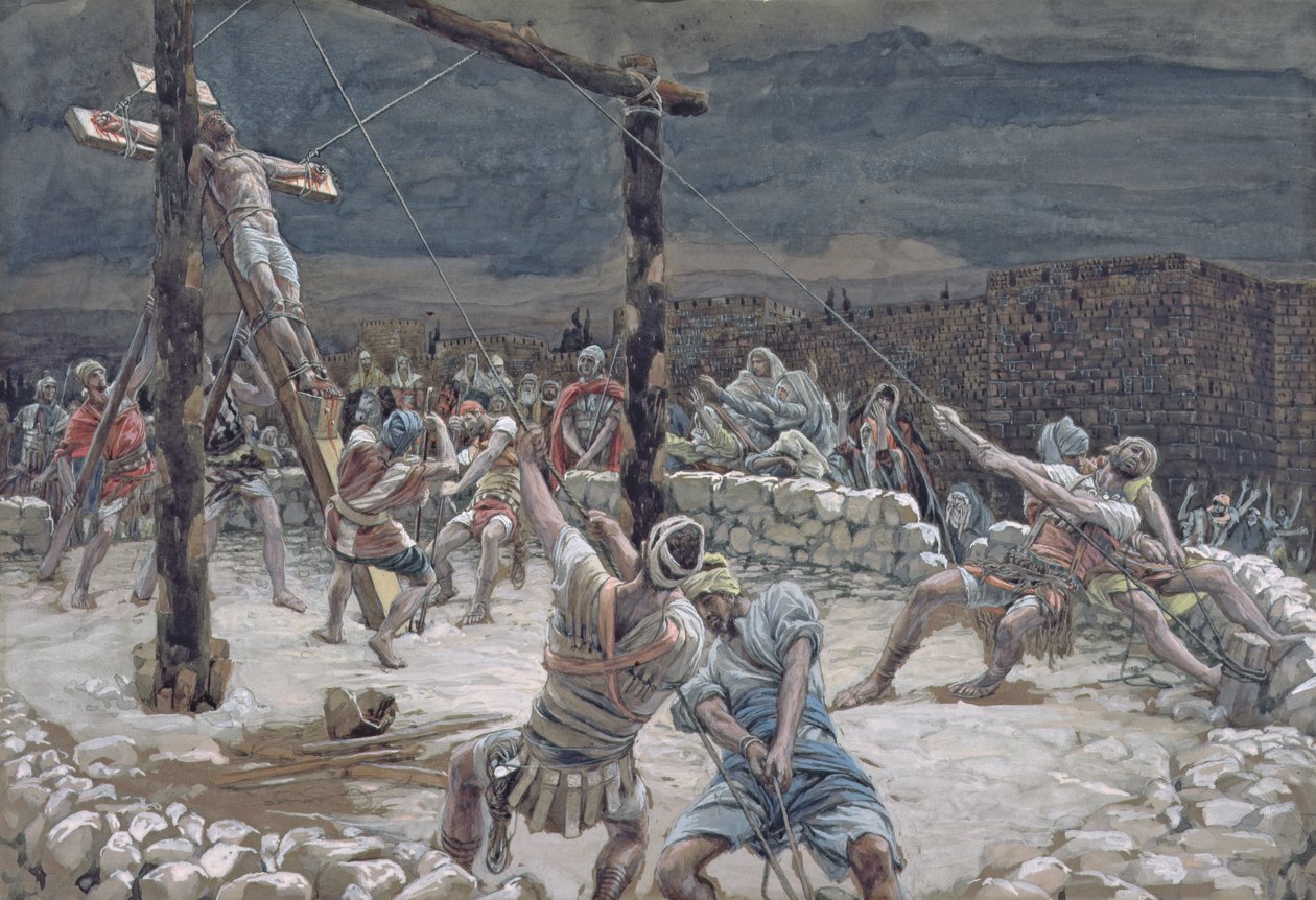Podniesienie Krzyża, ilustracja do życia Chrystusa, ok. 1886-94 (toaleta i gwasz na tekturze) autorstwa James Jacques Joseph Tissot