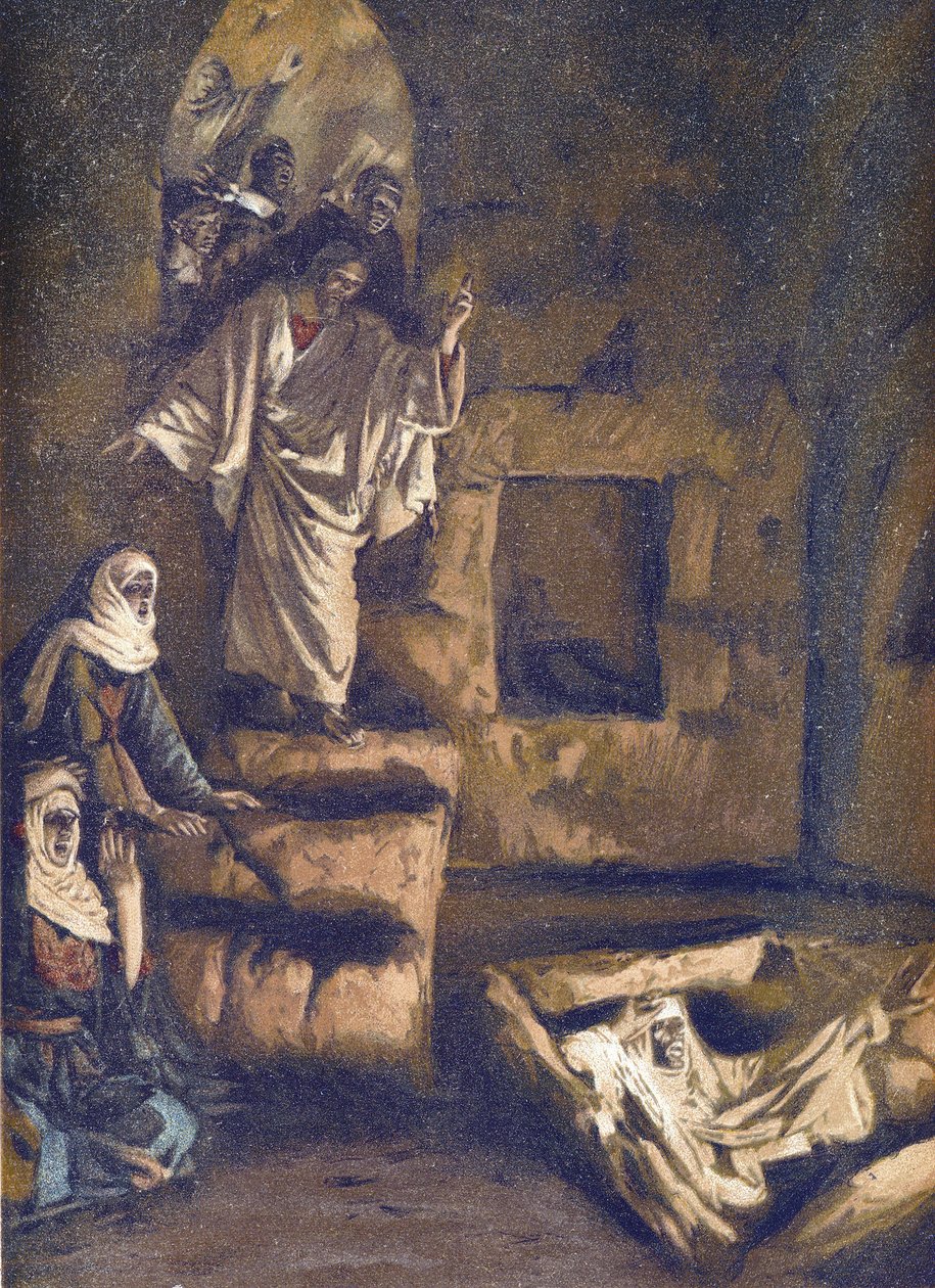 Zmartwychwstanie Łazarza - Zmartwychwstanie Łazarza - z „Życia naszego Pana Jezusa Chrystusa”” - 1899, James Tissot - Życie naszego Pana Jezusa Chrystusa, Jacques Joseph (Jacques Joseph) Tissot dit James Tissot (1836- 1902) autorstwa James Jacques Joseph Tissot