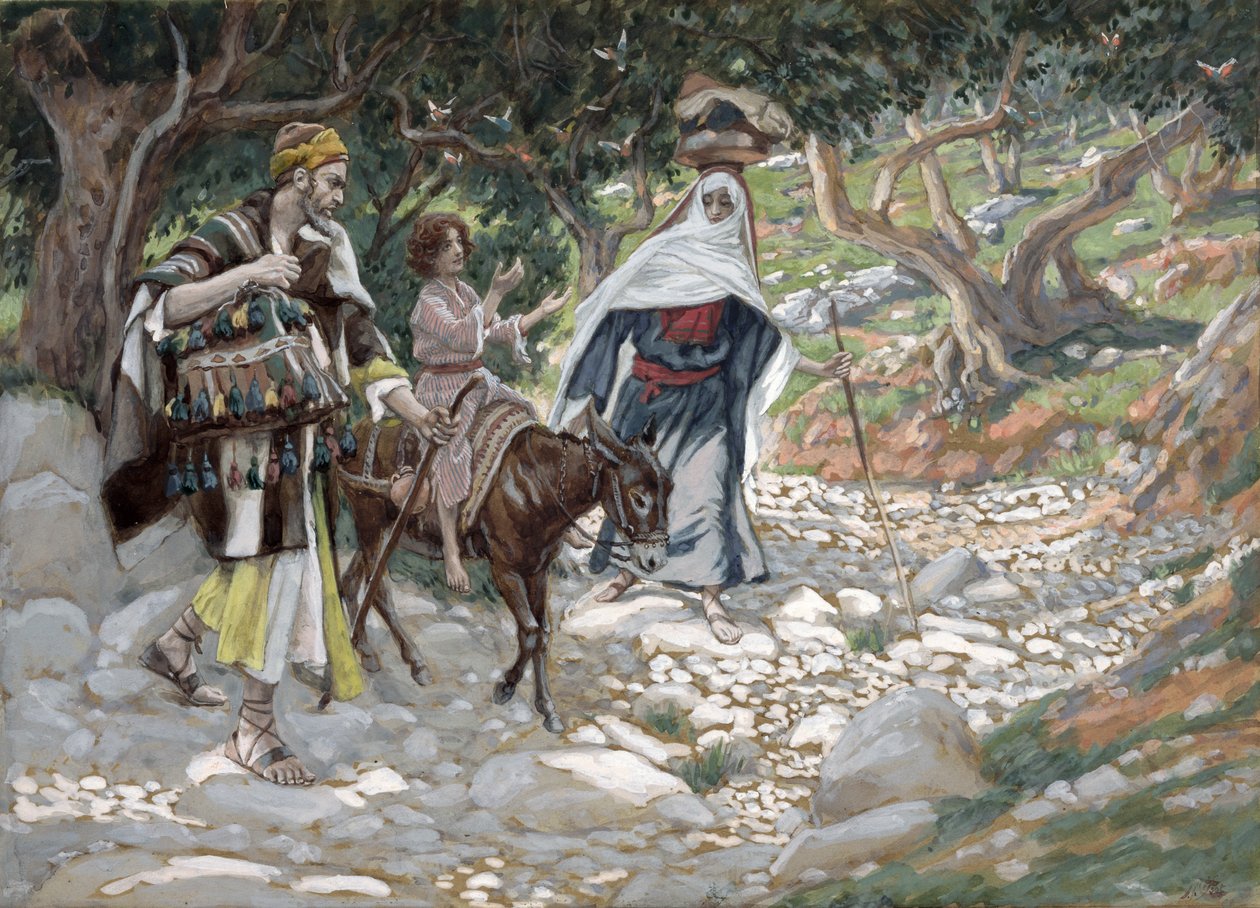 Powrót z Egiptu, ilustracja do Życia Chrystusa, ok. 1886-94 (toaleta i gwasz na tekturze) autorstwa James Jacques Joseph Tissot