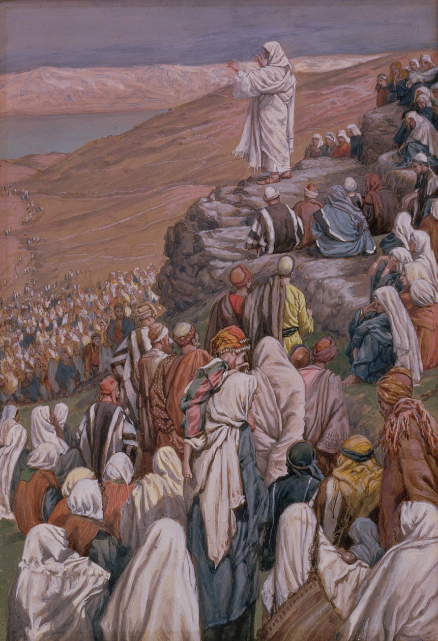 Kazanie na Górze, ilustracja do Życia Chrystusa, ok. 1886-96 (gwasz na tekturze) autorstwa James Jacques Joseph Tissot