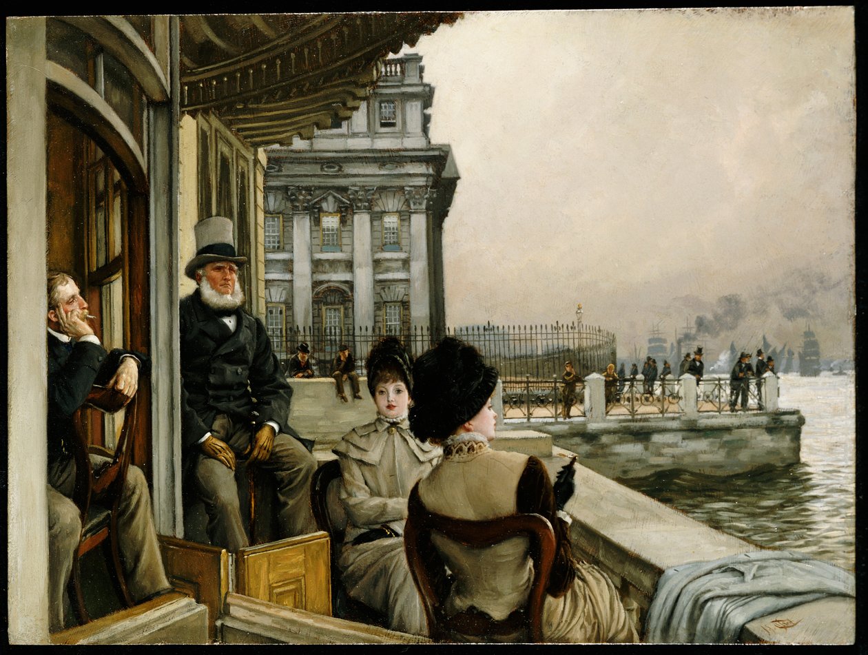 Taras Tawerny Trafalgar, Greenwich, ok. 1878 autorstwa James Jacques Joseph Tissot
