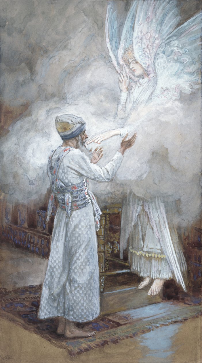 Wizja Zachariasza, ilustracja do Życia Chrystusa, ok. 1886-94 (toaleta i gwasz na tekturze) autorstwa James Jacques Joseph Tissot