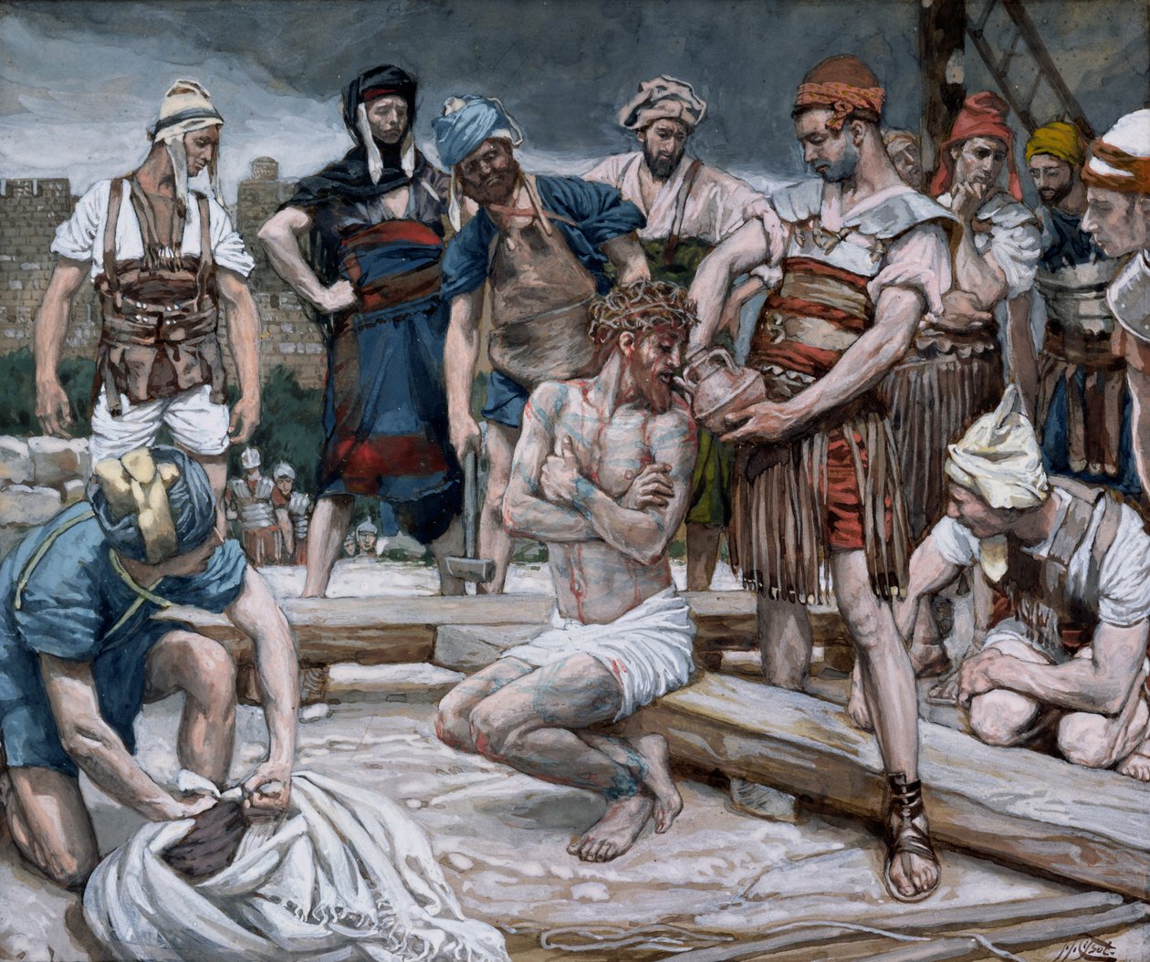 Wino zmieszane z mirrą, ilustracja do Życia Chrystusa, ok. 1884-96 (toaleta i gwasz na tekturze) autorstwa James Jacques Joseph Tissot
