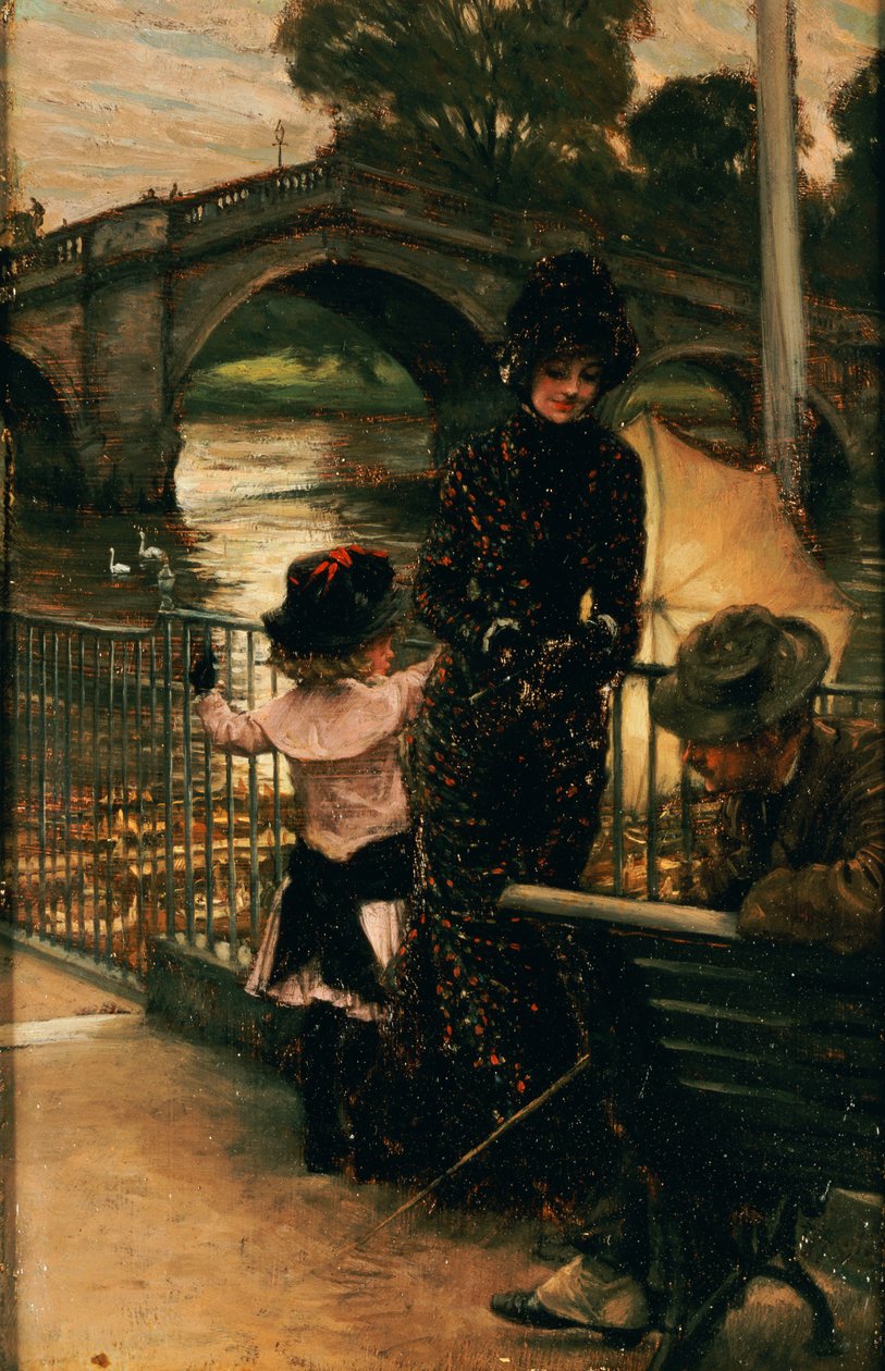 Artystka, pani Kathleen Newton i jej siostrzenica, Lilian Hervey, nad Tamizą w Richmond, 1878-79 autorstwa James Jacques Joseph Tissot