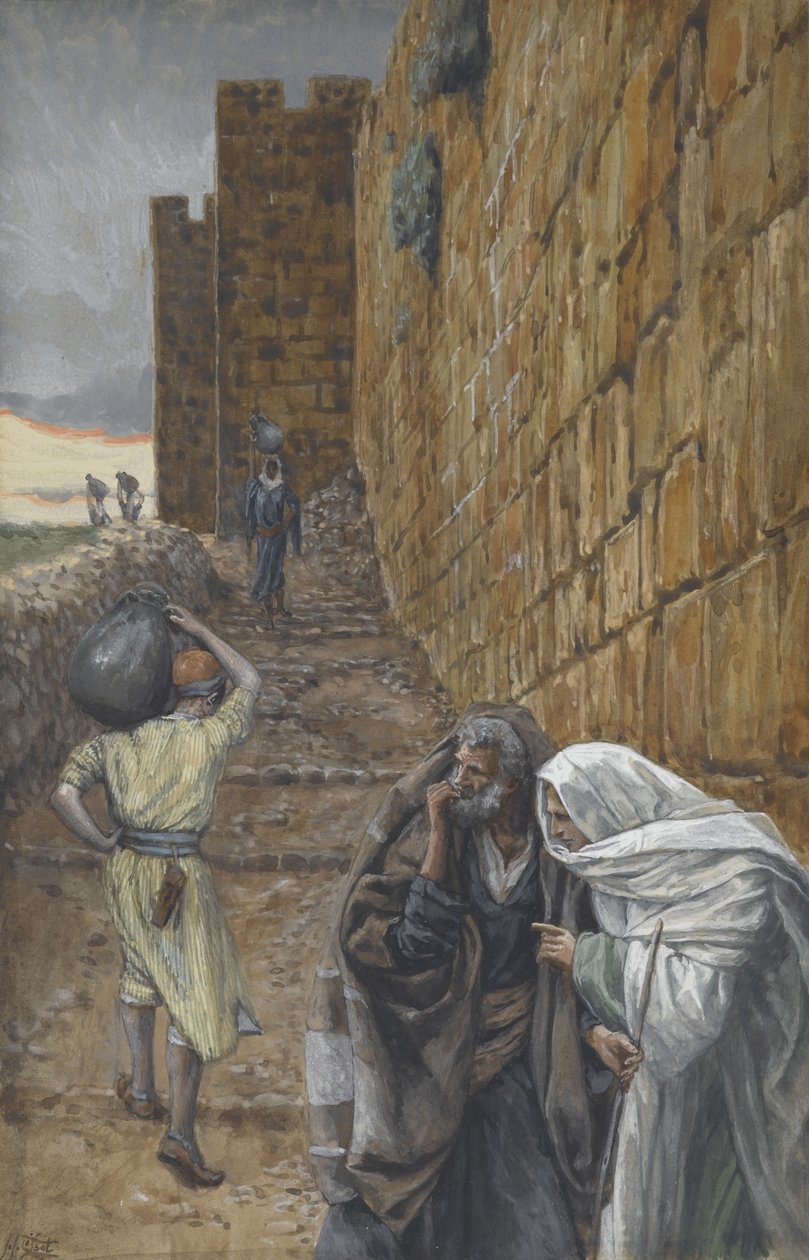 Mężczyzna niosący dzban, ilustracja z Życia Pana naszego Jezusa Chrystusa, 1886-94 (wc nad grafitem na papierze) autorstwa James Jacques Joseph Tissot