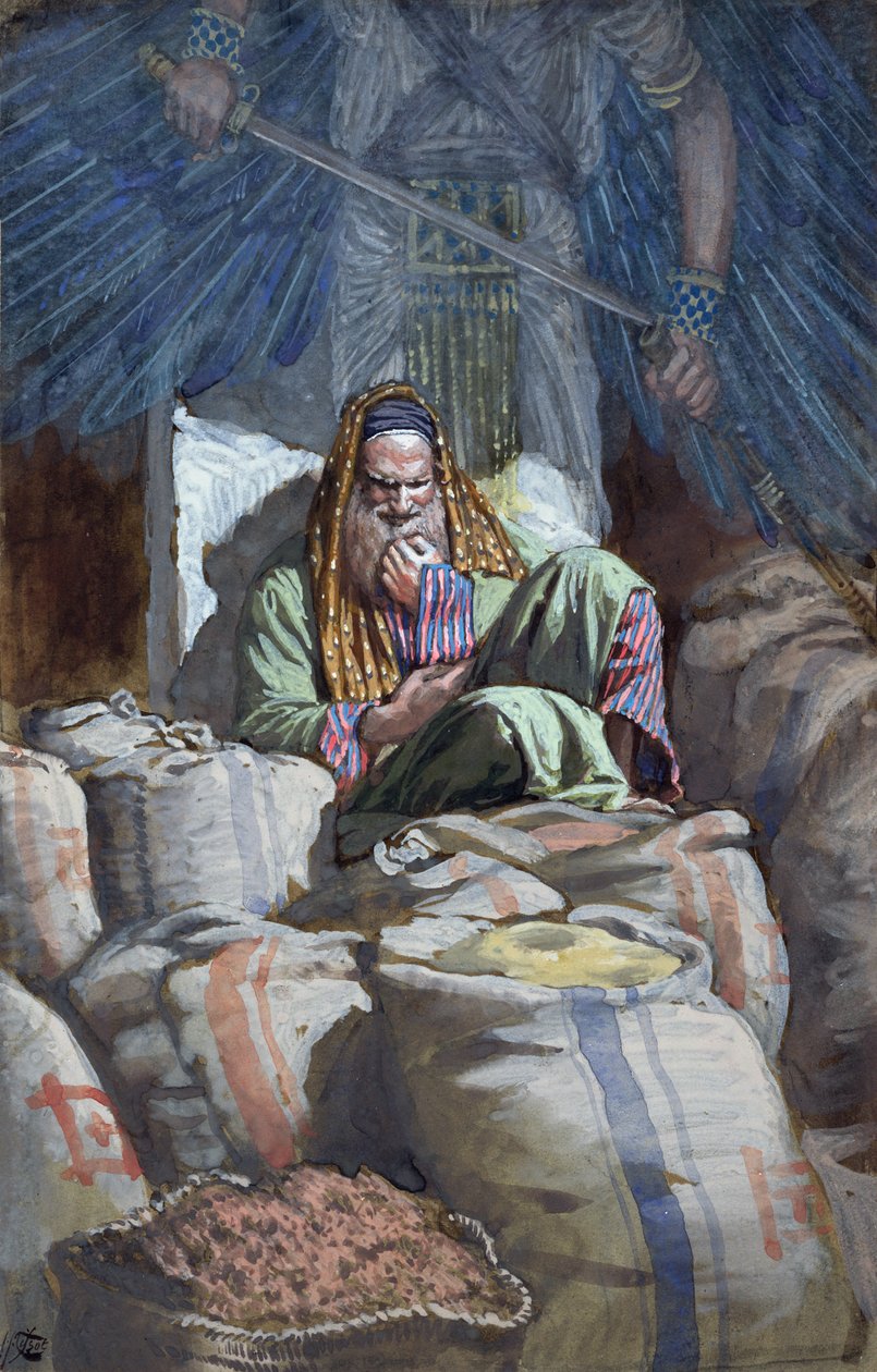 Głupcze, tej nocy wymagana będzie twoja dusza, ilustracja do Życia Chrystusa, ok. 1886-94 (toaleta i gwasz na tekturze) autorstwa James Jacques Joseph Tissot