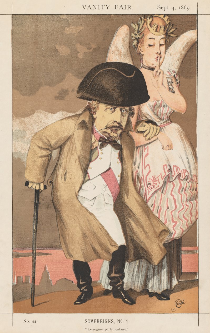 Vanity Fair: Sovereigns, nr 1 Reżim parlamentarny, 1869. autorstwa James Jacques Joseph Tissot