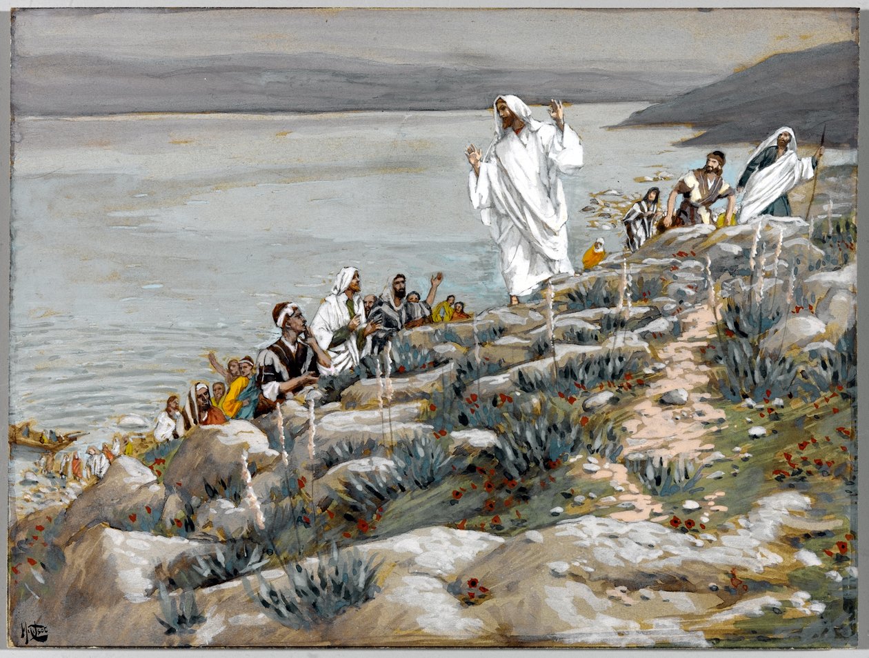 Szukacie mnie nie dlatego, że widzieliście cuda, ale dlatego, że jedliście bochenki, ilustracja do Życia Chrystusa, ok. 1884-96 (toaleta i gwasz na tekturze) autorstwa James Jacques Joseph Tissot