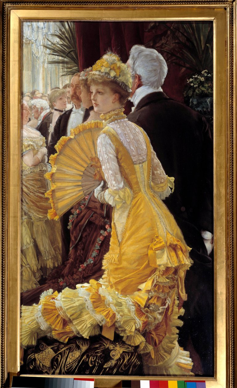 Żółta sukienka: elegancka para podczas towarzyskiego wieczoru Obraz Jacques Joseph (Jacques-Joseph) Tissot dit James Tissot (1836-1902) 1878 Nd. 0,9x0,5 m Paryż, musee d