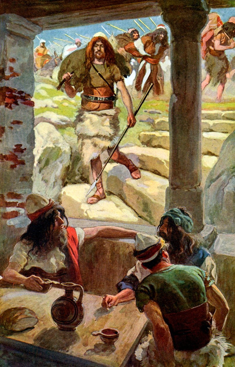 David wraca do Achish autorstwa J James Tissot - Biblia autorstwa James Jacques Joseph after Tissot