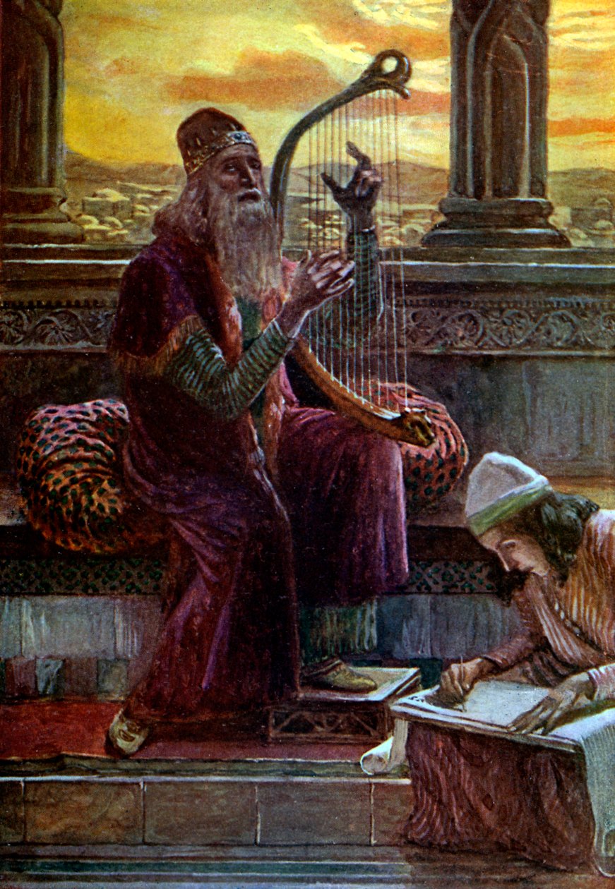 David śpiewa J James Tissot - Biblia autorstwa James Jacques Joseph after Tissot