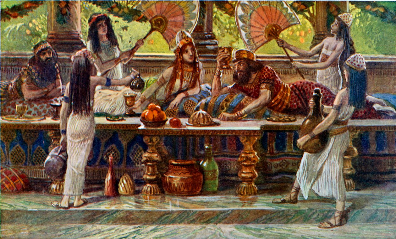 Uczty Estery z królem, Tissot - Biblia autorstwa James Jacques Joseph after Tissot