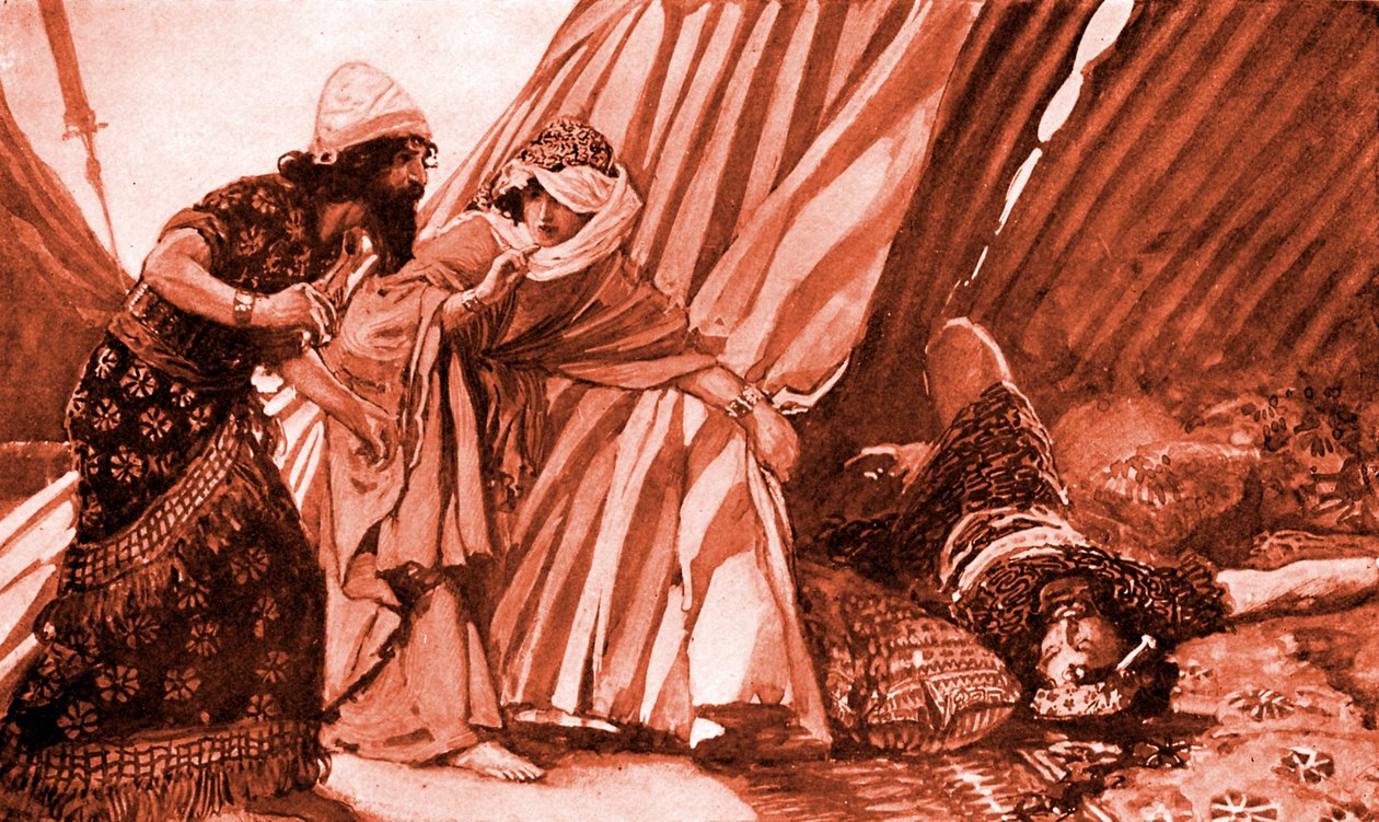 Jael pokazuje martwego Baraka Siserę - Biblia autorstwa James Jacques Joseph after Tissot