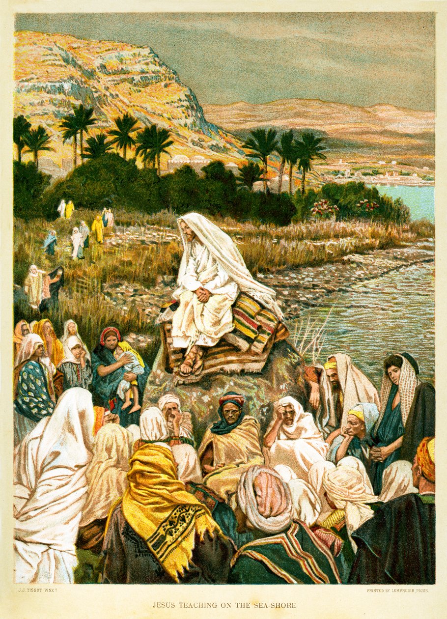 Jezus naucza na brzegu morza - St Mark - Biblia autorstwa James Jacques Joseph after Tissot
