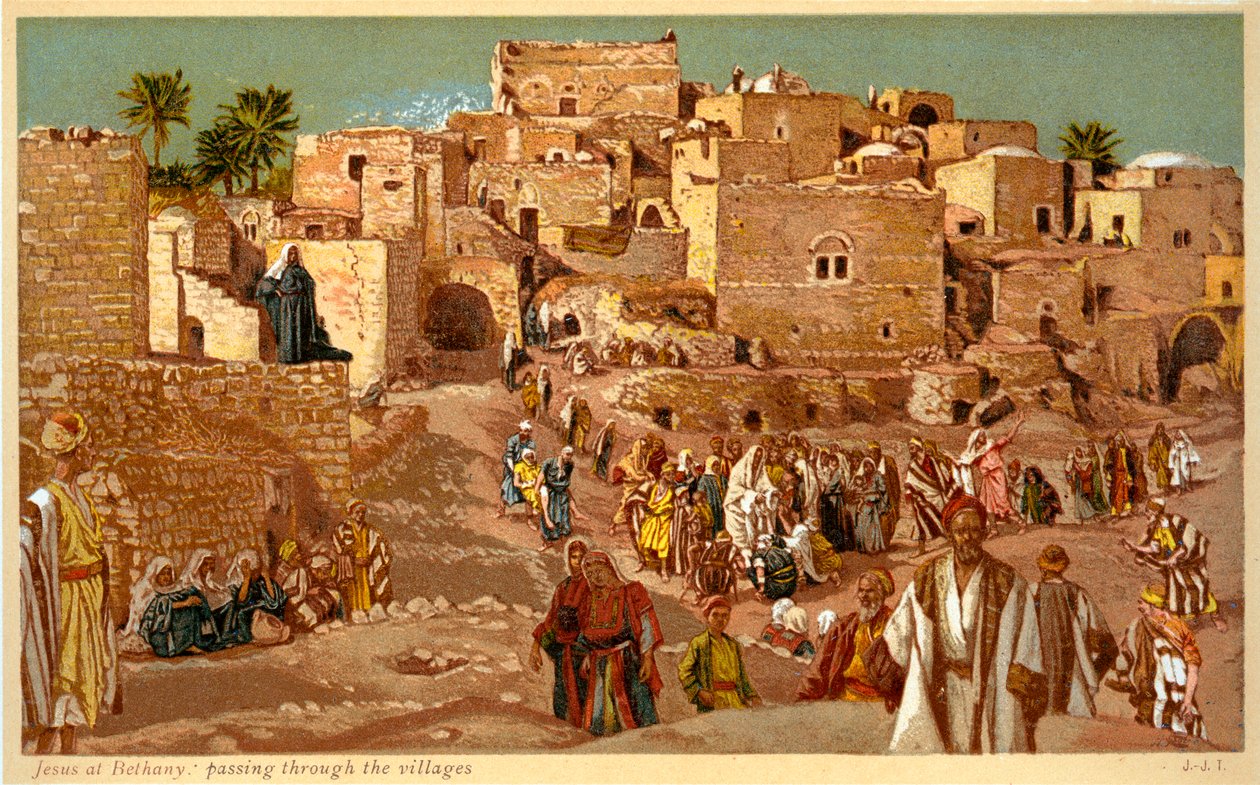 Jezus w Betanii: przechodząc przez wioski - Biblia autorstwa James Jacques Joseph after Tissot