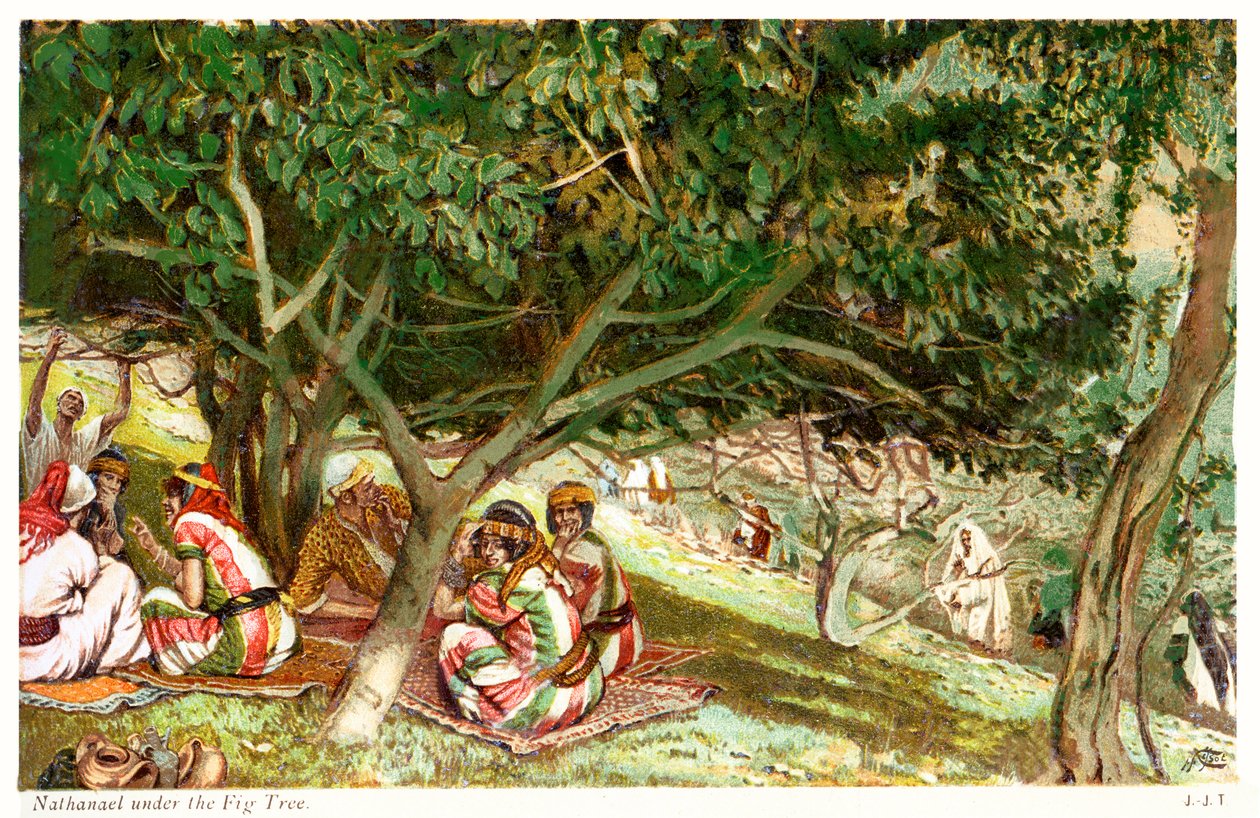 Natanael pod drzewem figowym - Św. Jan, Biblia autorstwa James Jacques Joseph after Tissot