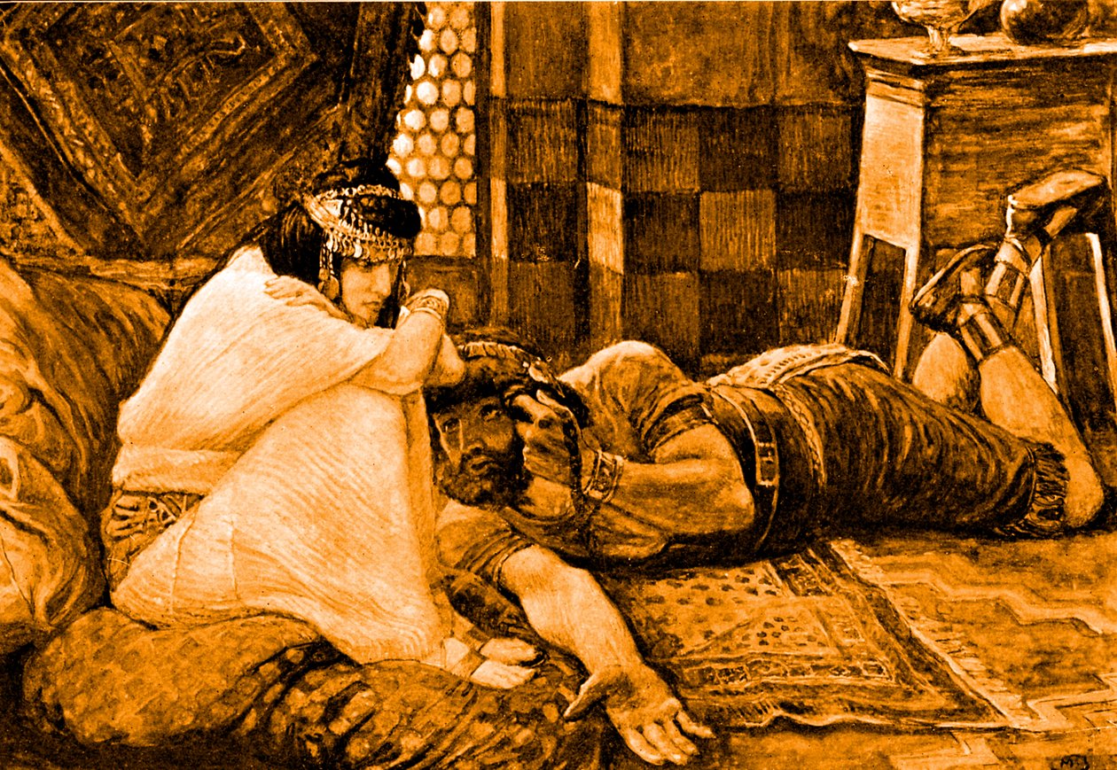 Samson ujawnia swój sekret Delili - Biblia autorstwa James Jacques Joseph after Tissot