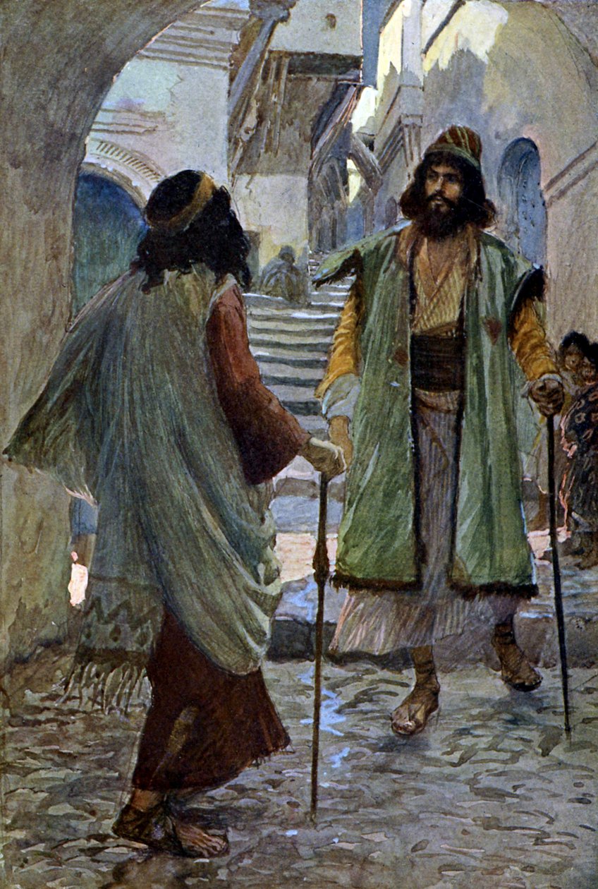 Saul spotyka Samuela – J James Tissot - Biblia autorstwa James Jacques Joseph after Tissot