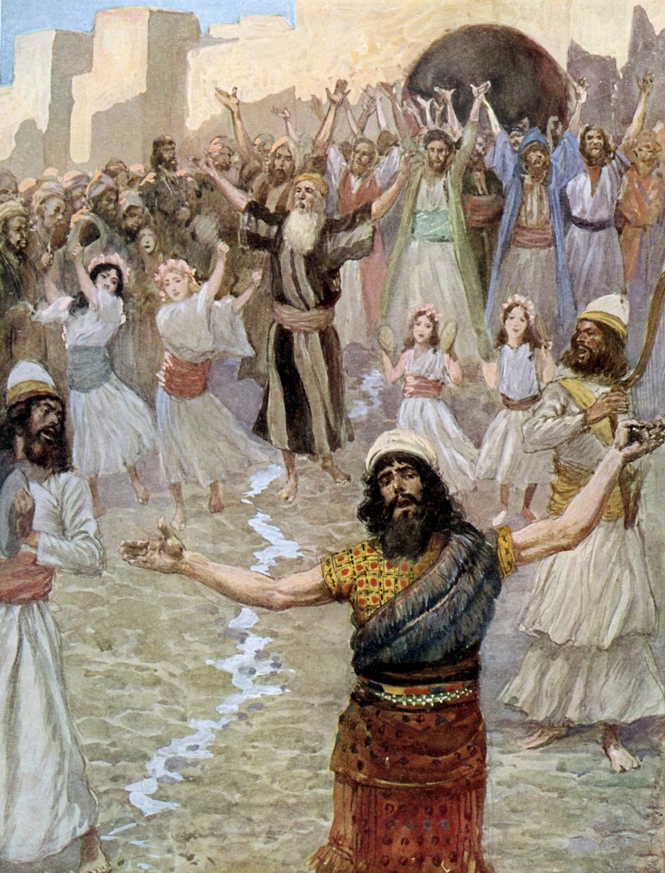 Saul prorokuje z prorokami Tissot - Biblia autorstwa James Jacques Joseph after Tissot
