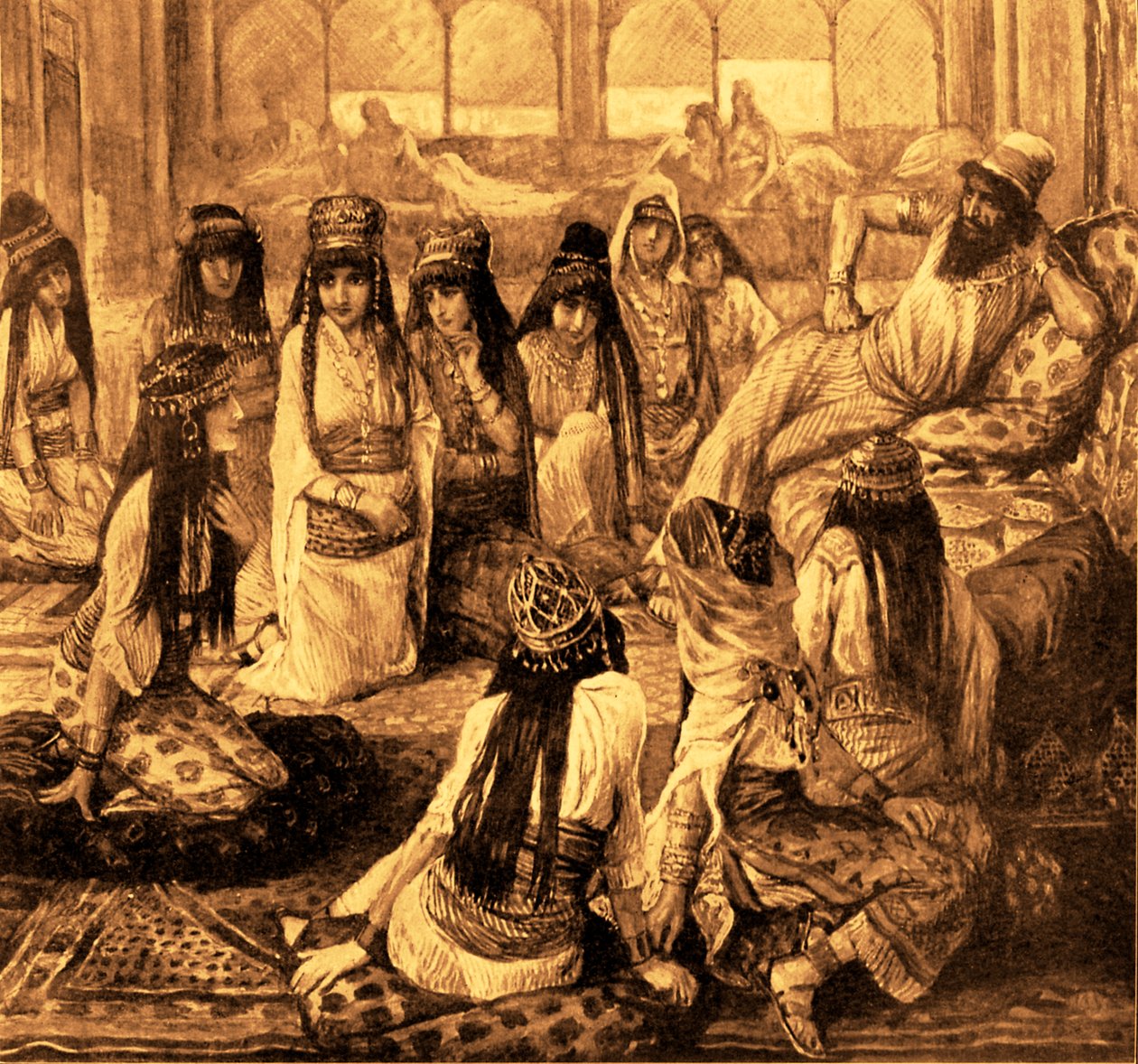 Salomon i jego Harem J James Tissot - Biblia (Księga Królów) autorstwa James Jacques Joseph after Tissot