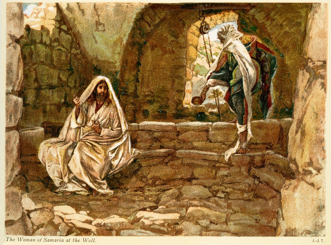 Kobieta z Samarii przy studni - Św. Jan - Biblia autorstwa James Jacques Joseph after Tissot
