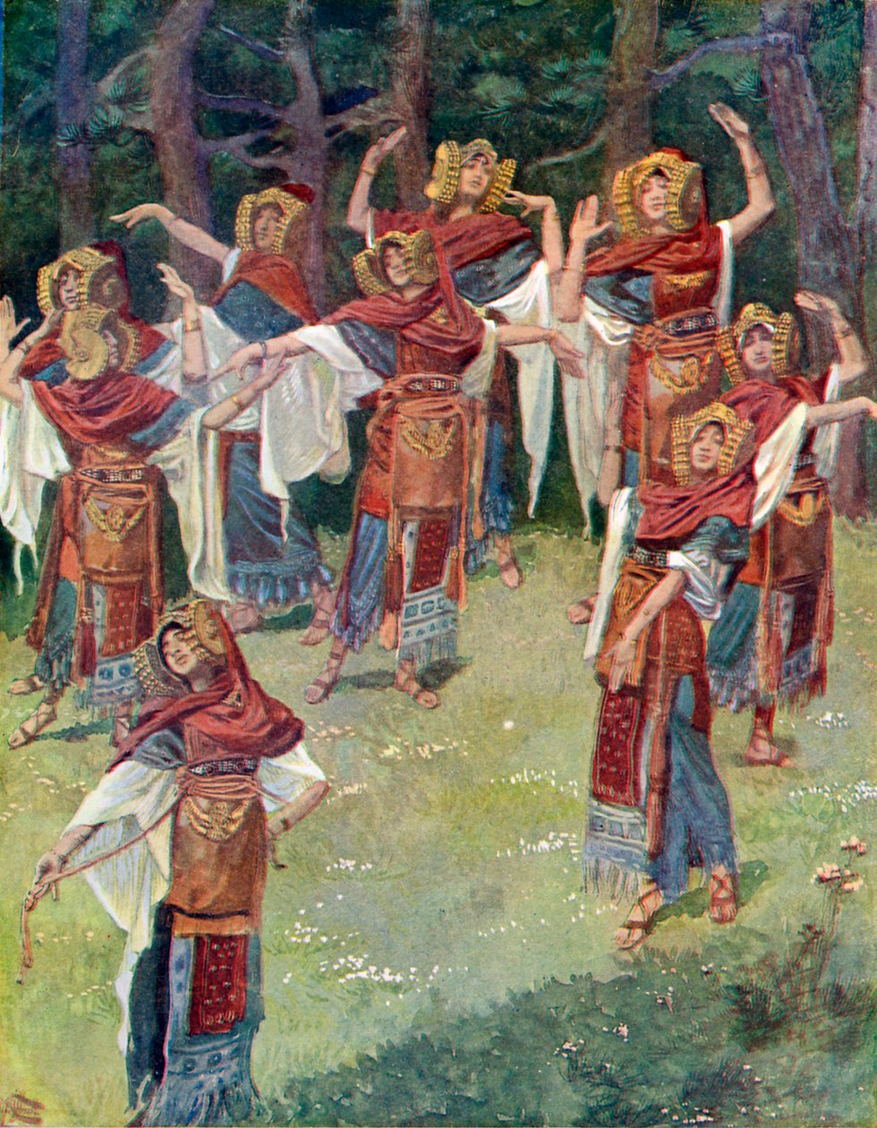 Córka Jeftego i jej towarzyszy — Biblia autorstwa James Jacques Joseph after Tissot