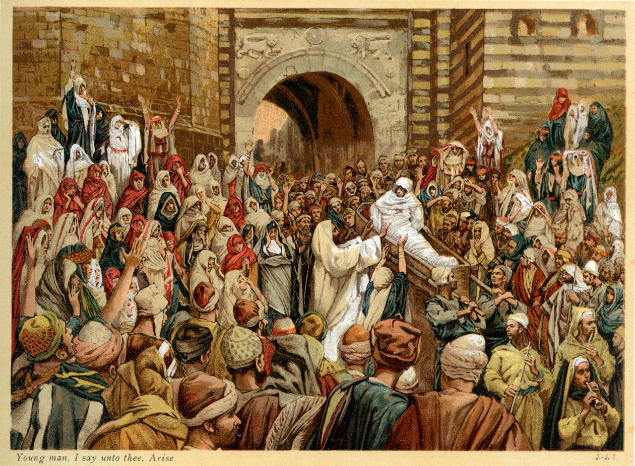 Młody człowieku, mówię ci, Wstań - Św. Łukasz - Biblia autorstwa James Jacques Joseph after Tissot