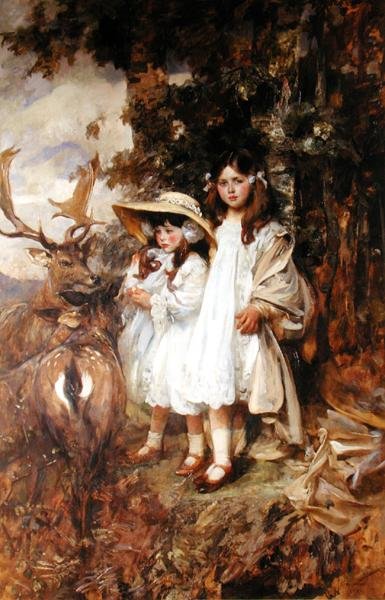 Irene i Frida Mond (olej na płótnie) autorstwa James Jebusa Shannon