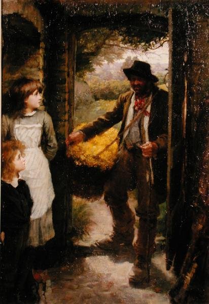 The Cowslip Gatherer (olej na płótnie) autorstwa James Jebusa Shannon