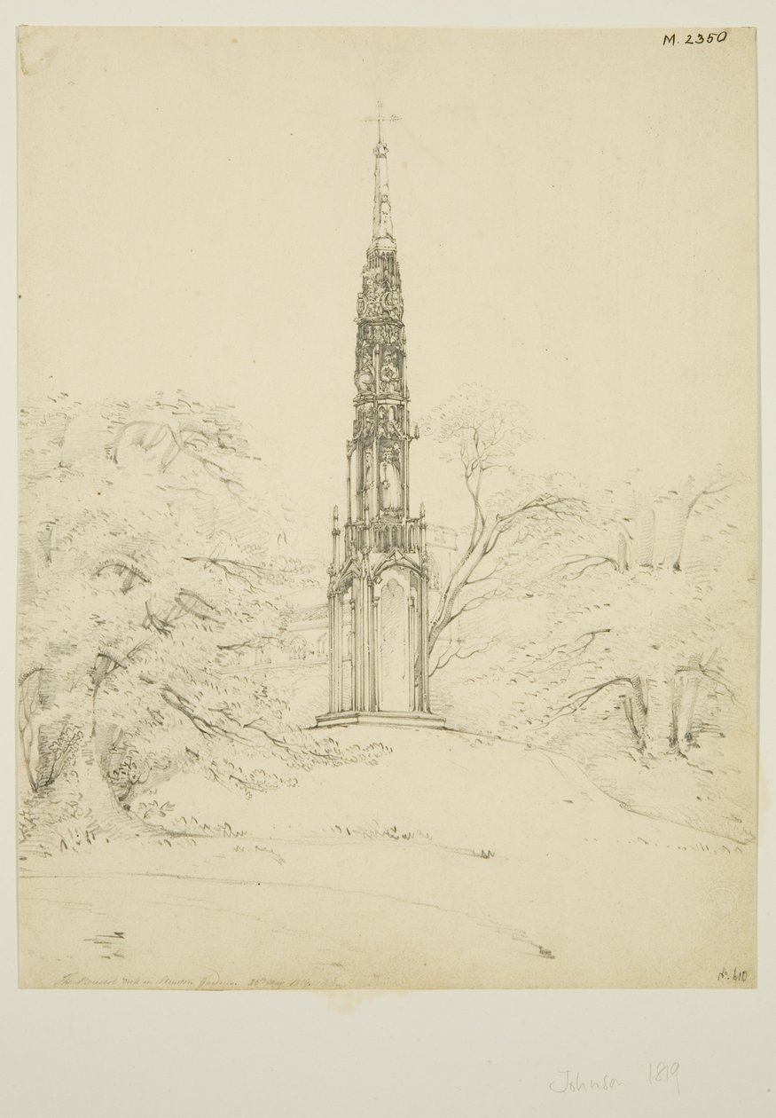 Bristol High Cross w Stourhead Gardens, 25 maja 1819 (ołówek na papierze) autorstwa James Johnson