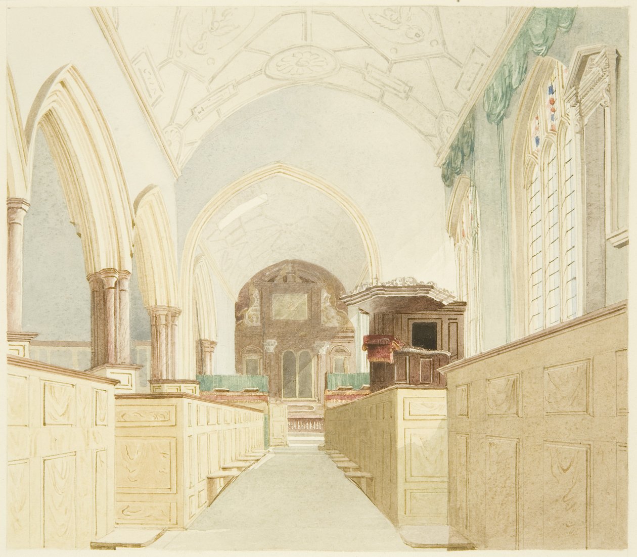 Wnętrze kościoła St Mary-le-Port autorstwa James Johnson
