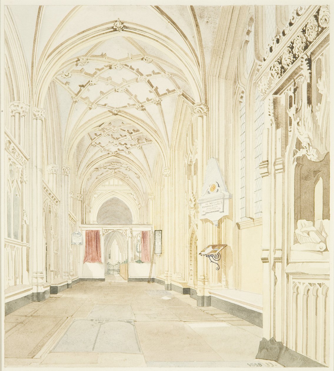North Aisle of St Mary Redcliffe, patrząc na zachód autorstwa James Johnson
