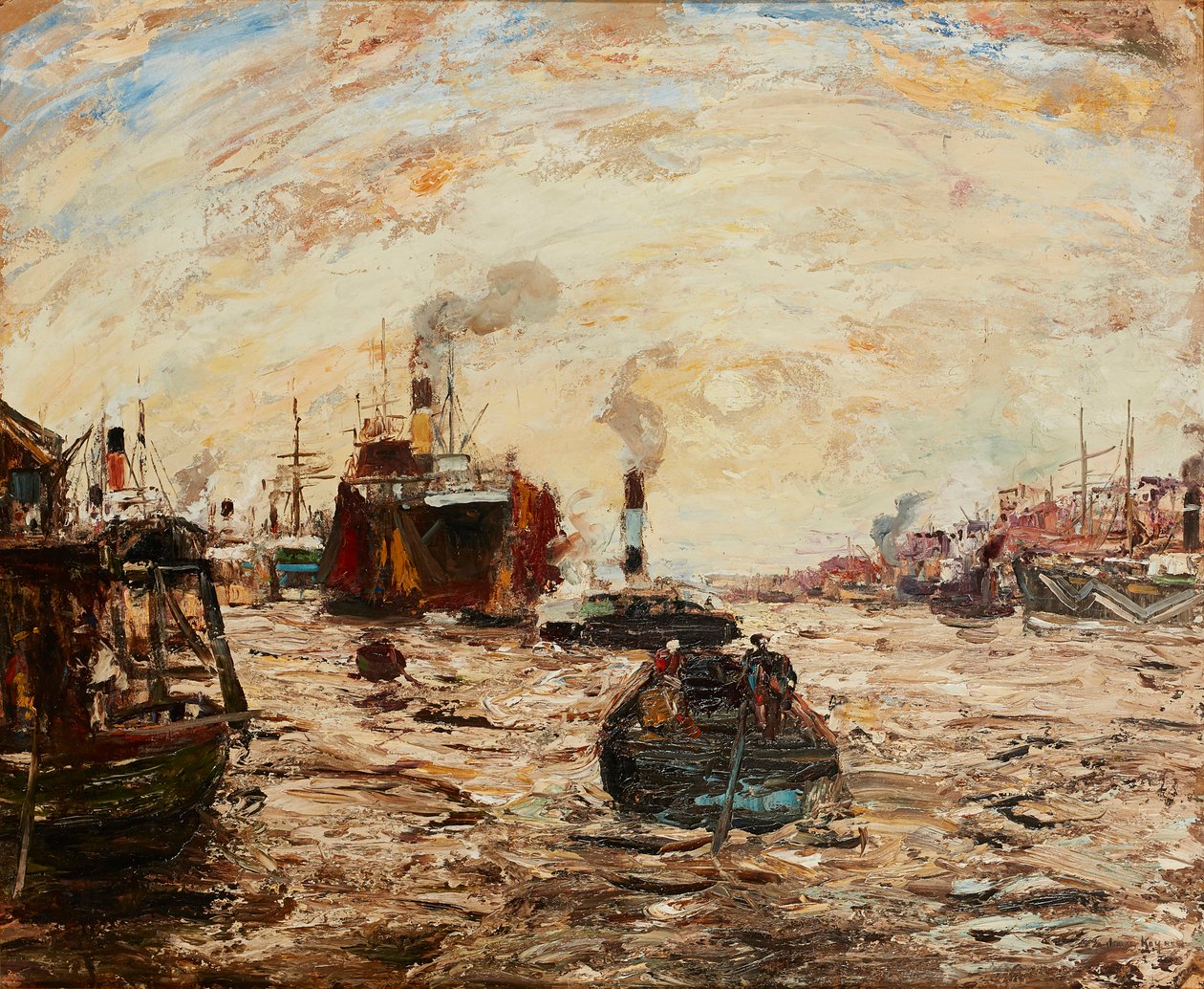 Western Sun, River Clyde (olej na pokładzie) autorstwa James Kay