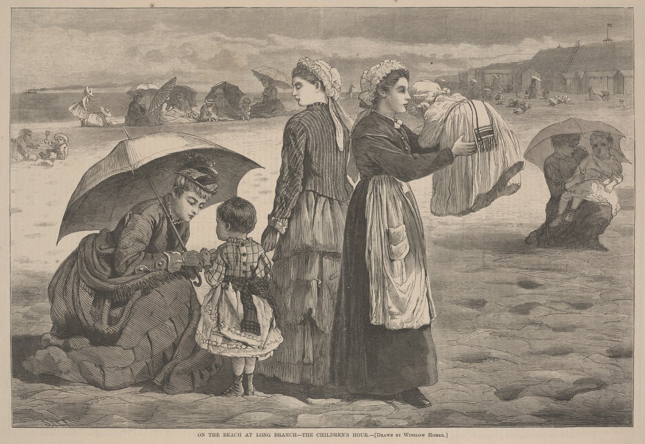 Na plaży w Long Branch - Godzina dla dzieci, 1874 autorstwa James L. Langridge