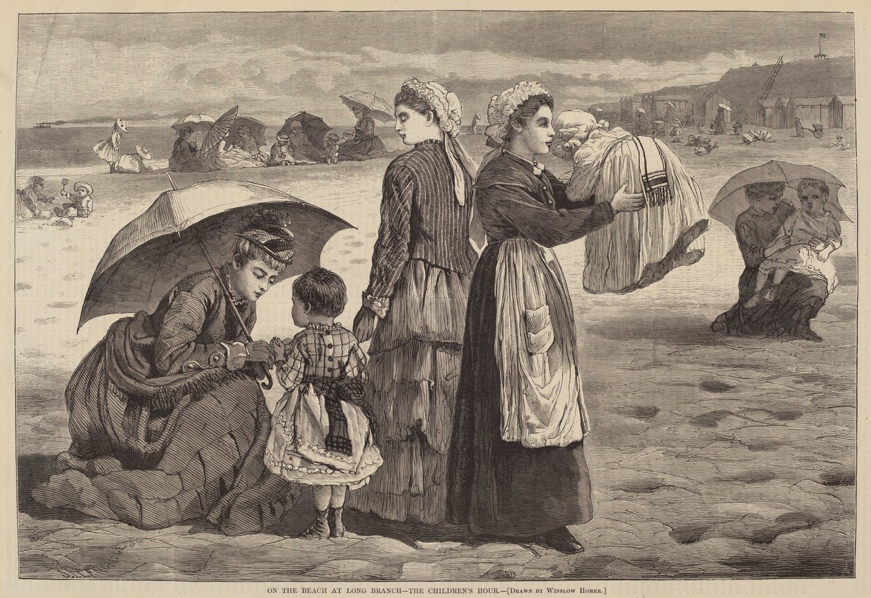 Na plaży w Long Branch - godzina dla dzieci autorstwa James L. Langridge after Winslow Homer