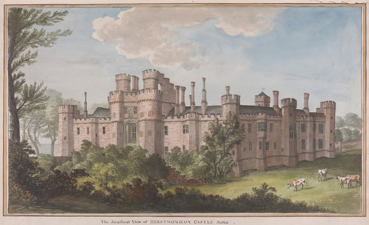Zamek Herstmonceux, East Sussex: widok na południowy wschód autorstwa James Lambert  of Lewes