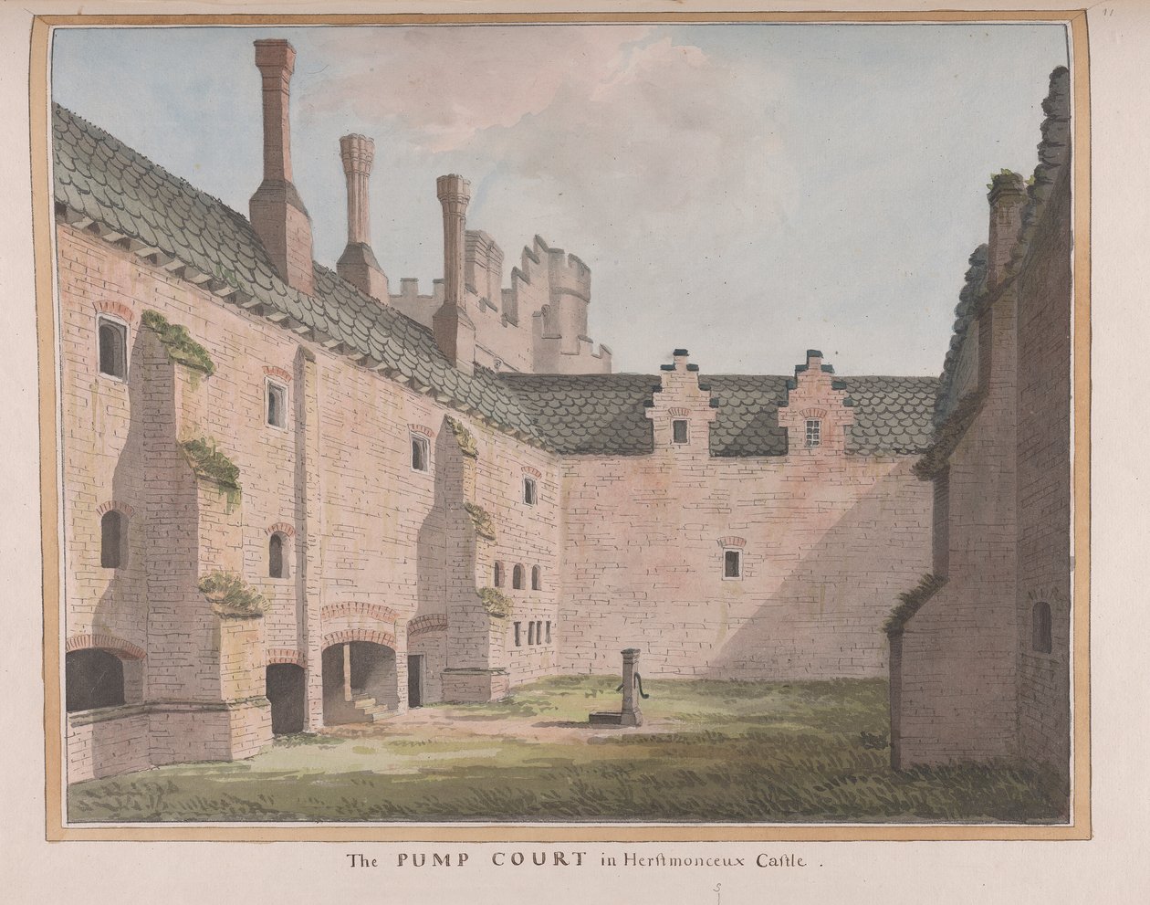 Zamek Herstmonceux, East Sussex: Pump Court autorstwa James Lambert  of Lewes