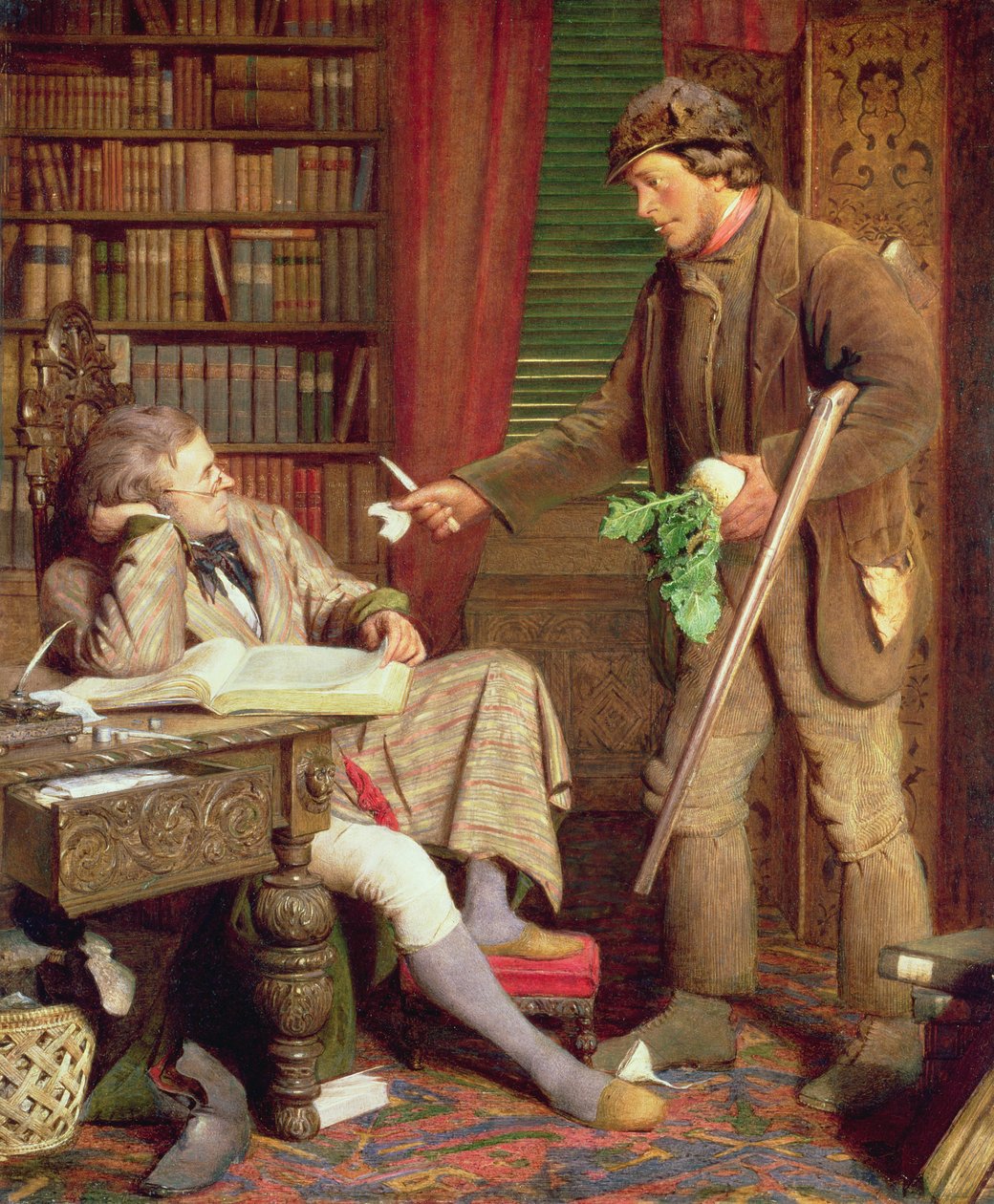 Squire and the Gamekeeper lub The Demurrer, c.1860 autorstwa James Lobley