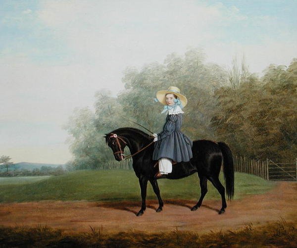 Portret dziewczyny jadącej na koniu (olej na płótnie) autorstwa James Loder