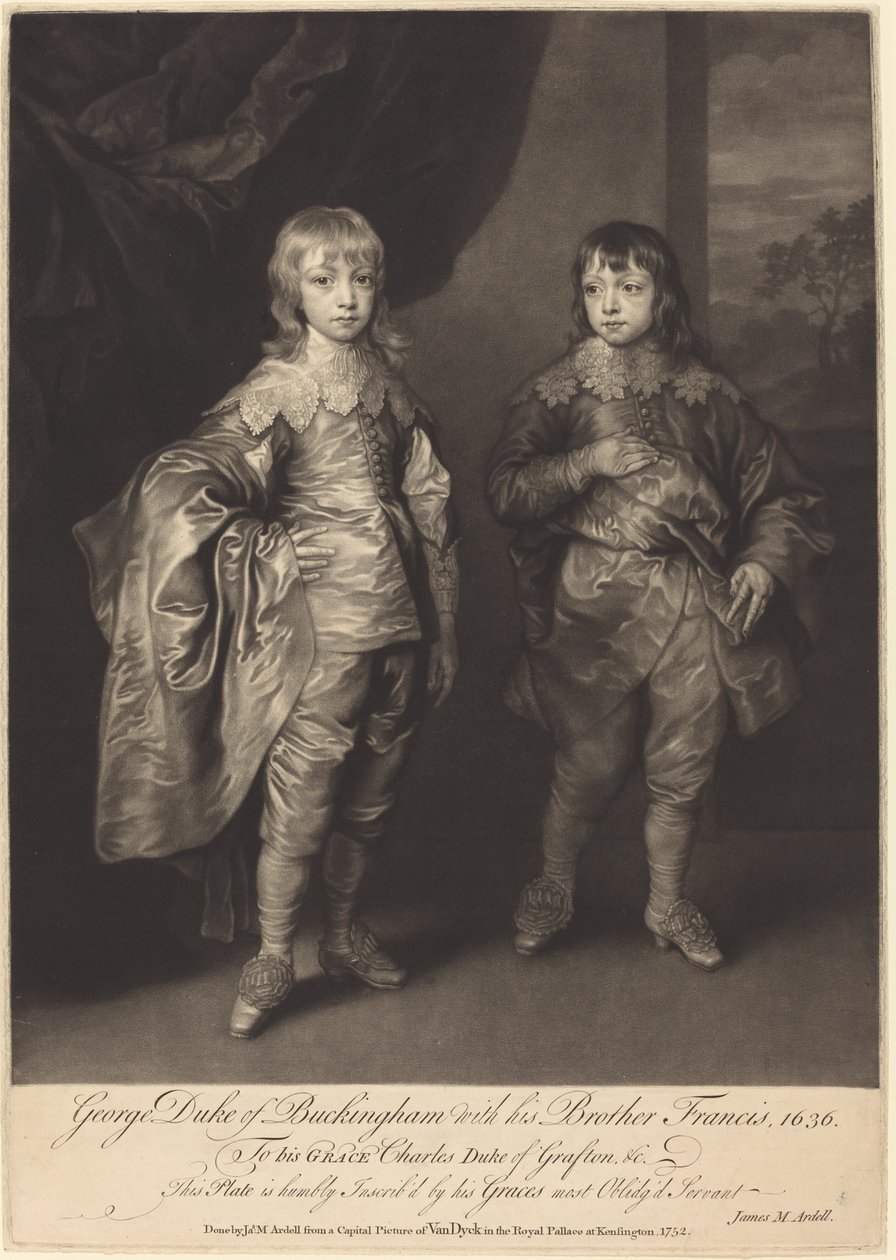 George Duke of Buckingham ze swoim bratem Franciszkiem autorstwa James MacArdell after Sir Anthony van Dyck