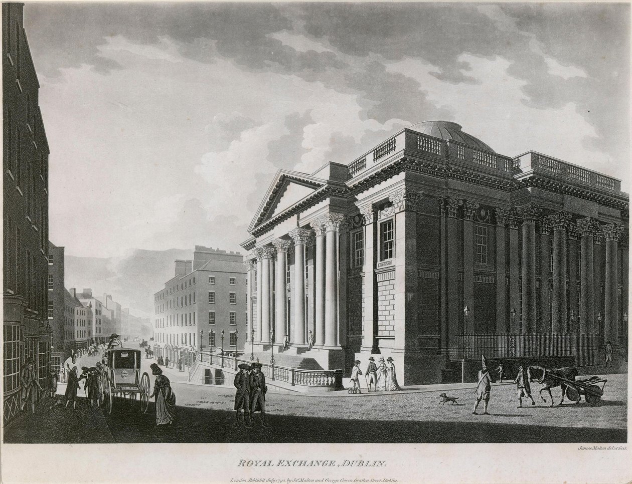 Royal Exchange (obecnie City Hall), Cork Hill, Dublin autorstwa James Malton