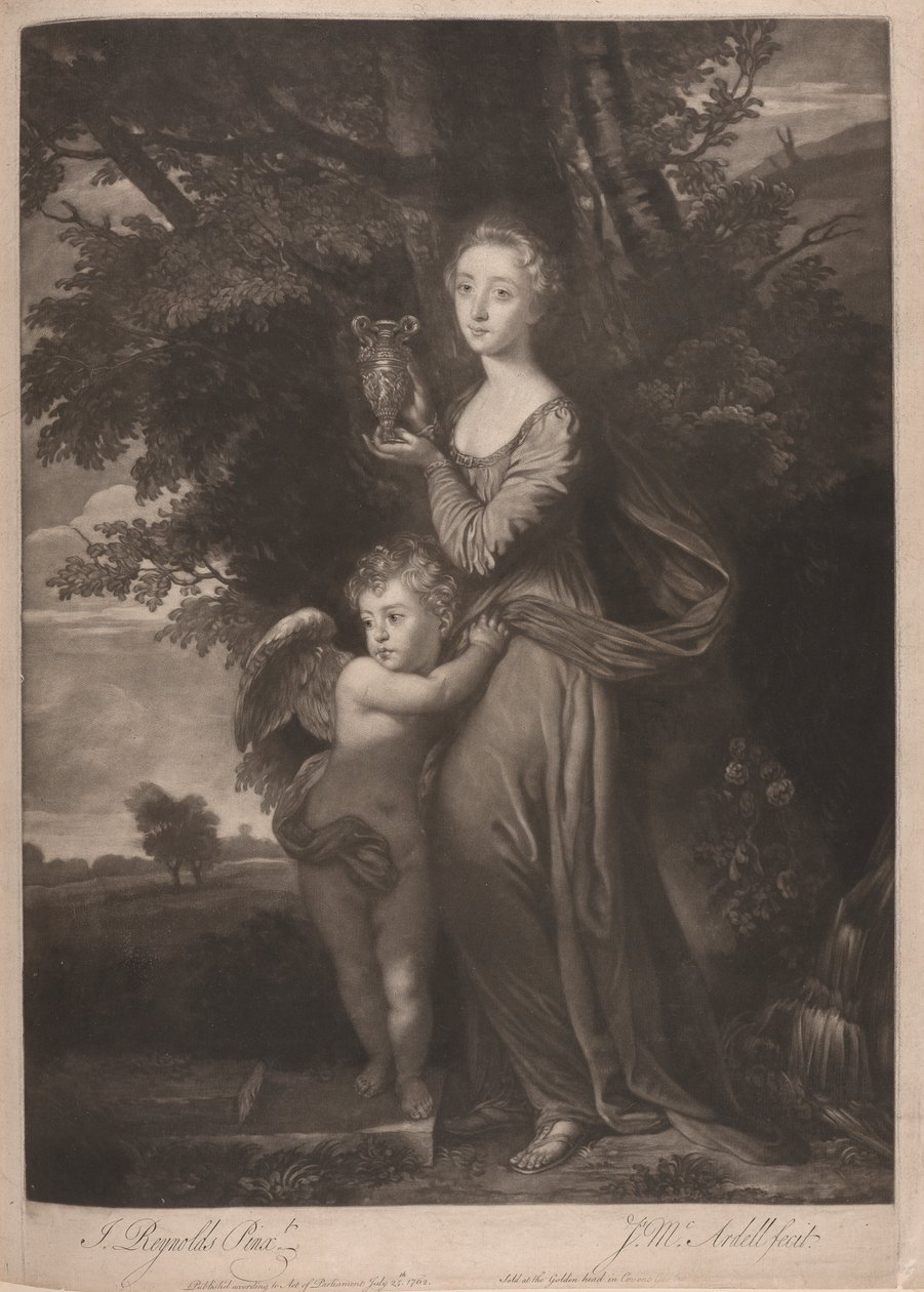 Panna Gravile (Frances Anne Greville i jej brat jako „Hebe i Kupidyna” autorstwa James McArdell