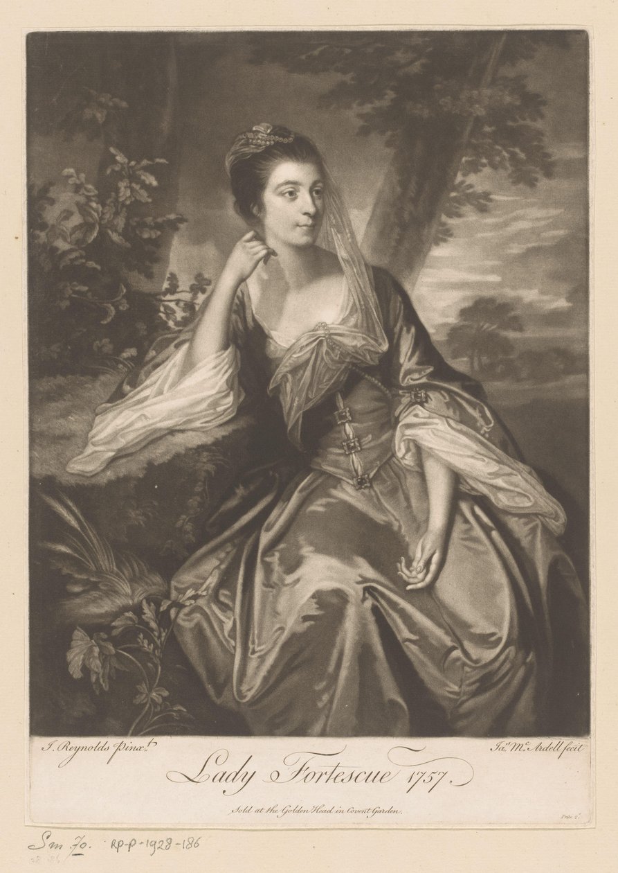Portret van Anne Fortescue Lady Fortescue (tytuł na obiekcie) autorstwa James McArdell