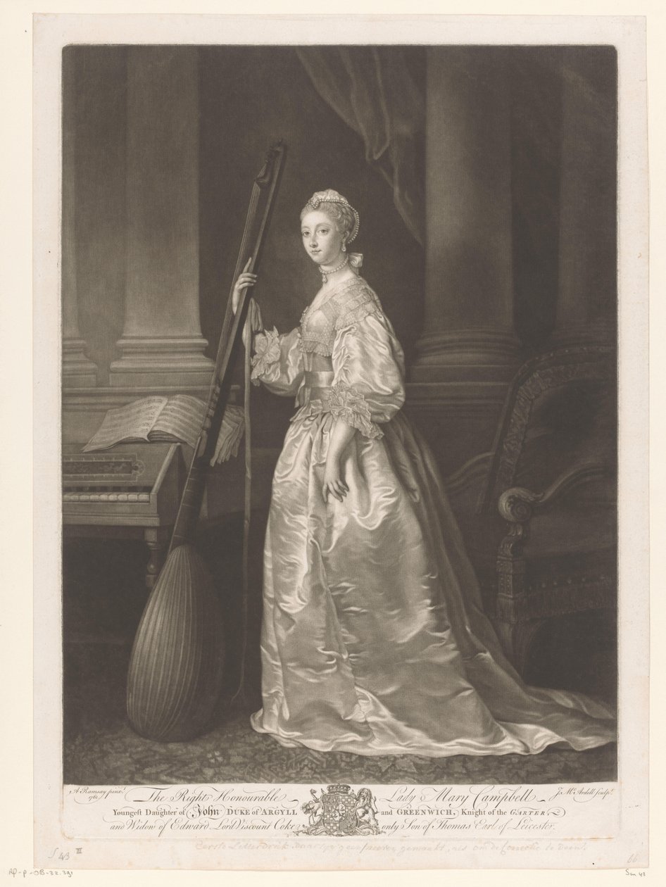 Portret van Mary Coke Szanowna Pani Mary Campbell (...) (tytuł na obiekcie) autorstwa James McArdell