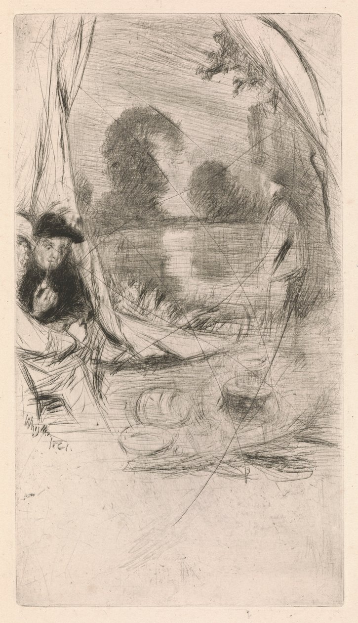 [76] Wrażenia z anulowanych płyt Whistlera - Model Odpoczynku. autorstwa James Abbott McNeill Whistler