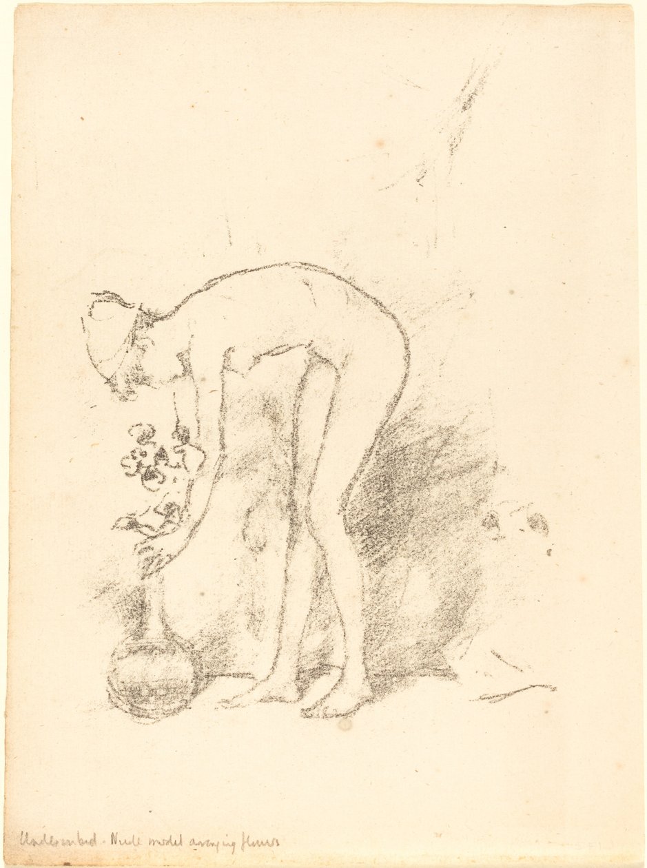 Naga modelka układa kwiaty autorstwa James Abbott McNeill Whistler