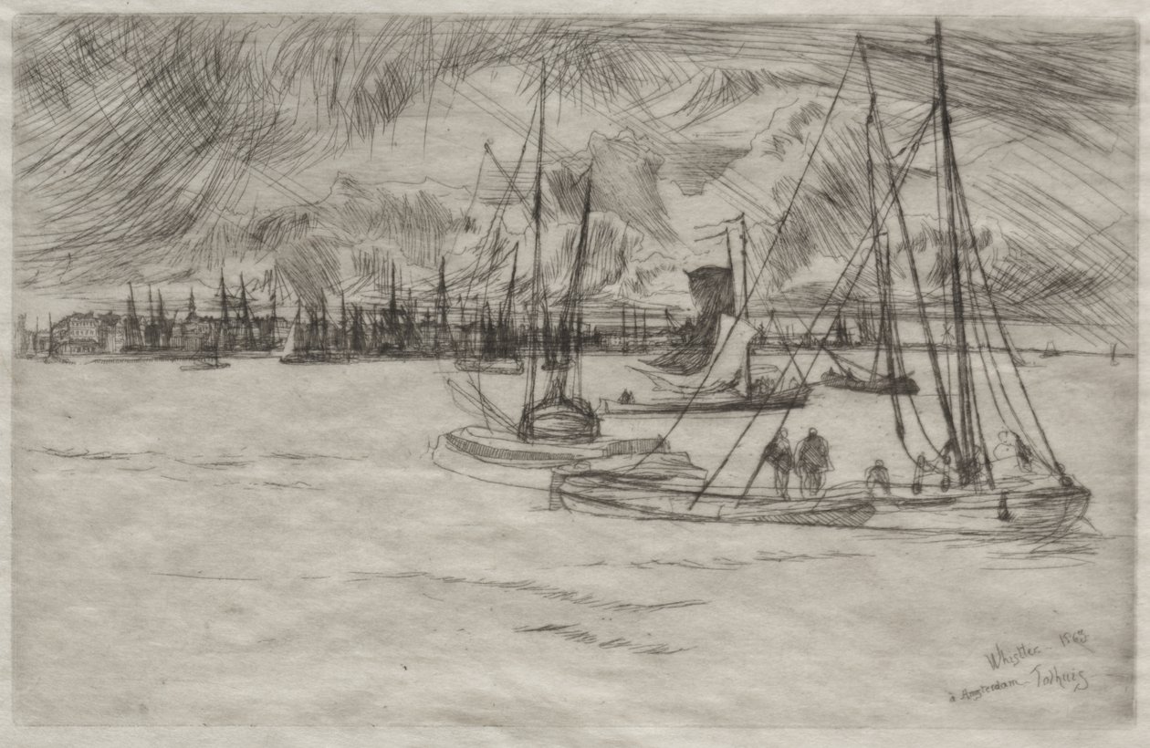 Amsterdam widziany z Tolhuis autorstwa James McNeill Whistler