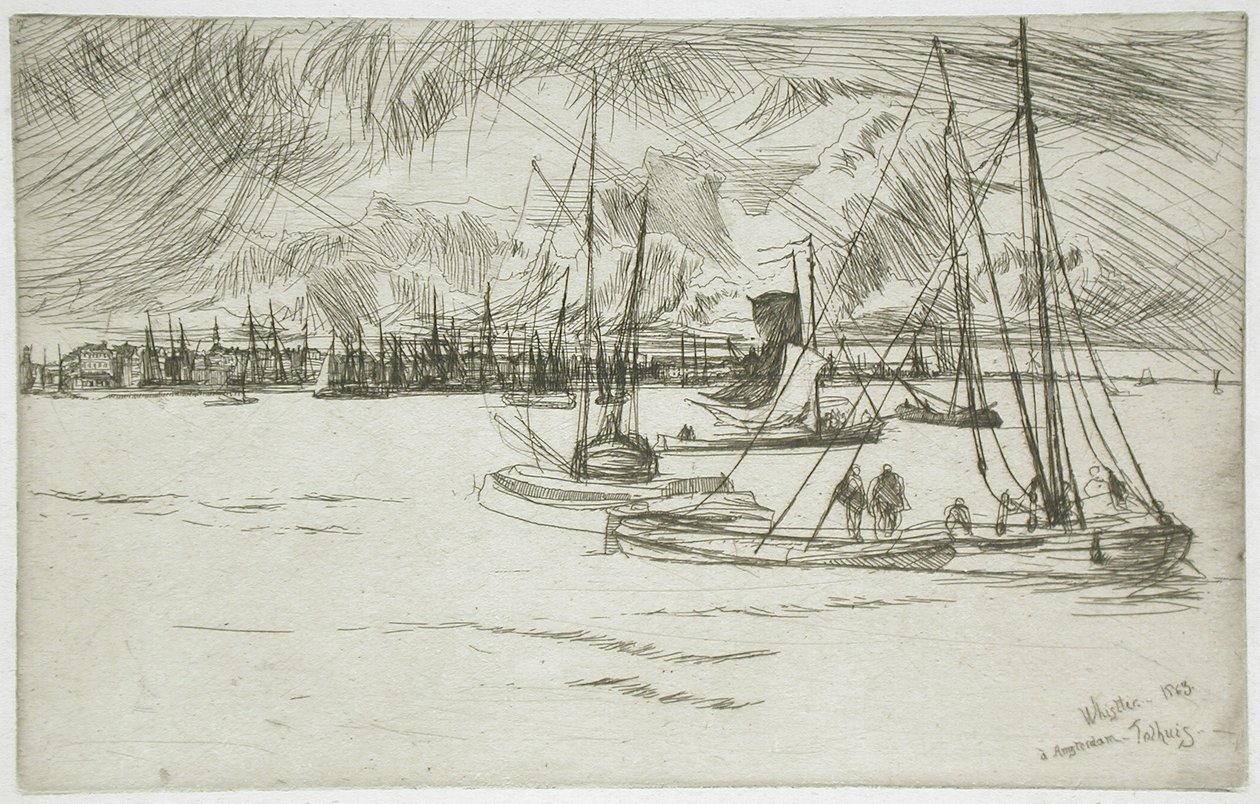 Amsterdam widziany z Tolhuis autorstwa James McNeill Whistler